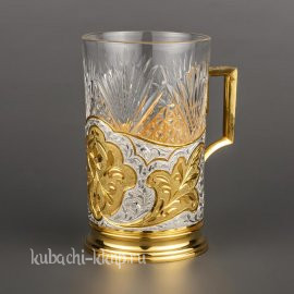 Серебряный подстаканник с позолотой  