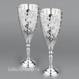 Набор из двух серебряных фужеров для шампанского 