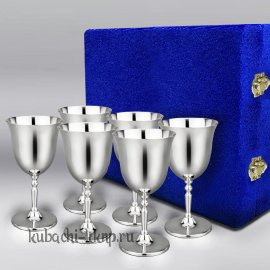 Набор из шести глянцевых фужеров для вина 925 пробы - ф068-6