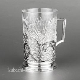 Резной подстаканник из серебра 875 пробы, 230 мл - пд025