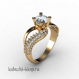 Кольцо из золота  с большим фианитом - 00026r