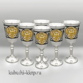 Набор из шести серебряных рюмок с гербом - р080-6