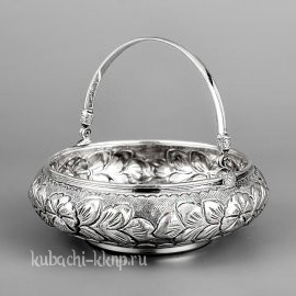 Серебряная конфетница «Цветы» - кф129