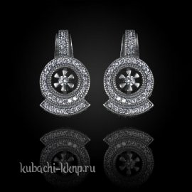 Серьги серебро кубачи с фианитами 