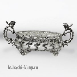 Серебряная вазочка со стеклом - вз046м