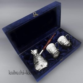 Набор кофейный - Турка и два кофейных подстаканника 