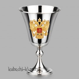 Бокал из чистого серебра с гербом России - Ф142