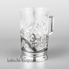 Серебряный подстаканник с мужской ручкой, 230 мл - пд008