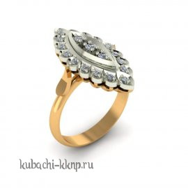 Золотое кольцо  с фианитами 