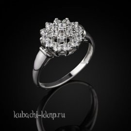 Серебряное кольцо с россыпью белых камней фианитов 