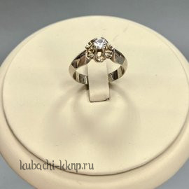 Серебряное повседневное кольцо Тюльпан с фианитом - Ag-к70