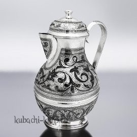 Серебряный небольшой кувшин для  воды с красивым орнаментом - кв180