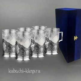 Набор из шести подстаканников с чернением 