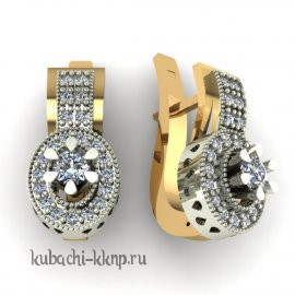 Серьги из золота 585 пробы с фианитами - 00048-1e