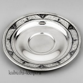 Блюдце серебряное с чернением  - бл04