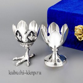 Набор из двух серебряных  пашотниц с чернением«Черно-белое» - пш015