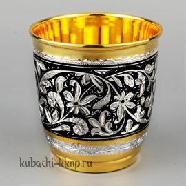 Серебряный стакан с позолотой «Краса» - ст097
