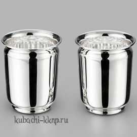 Набор из двух больших глянцевых стопок из чистого серебра 999 пробы - стп098-2