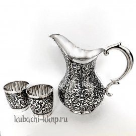 Серебряный набор для воды с двумя стаканами 