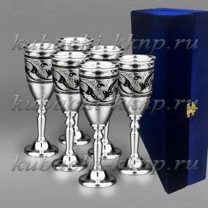 Набор из шести высоких рюмок из серебра - р00050-6