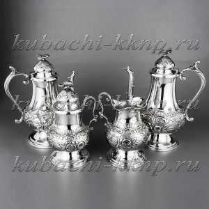 Серебряный чайный сервиз «Букет» - ср0002