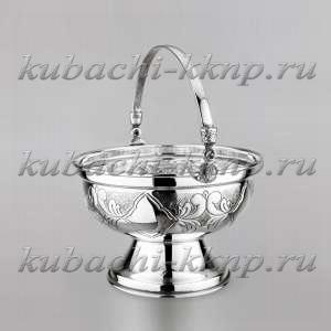 Серебряная конфетница «Узор» мал - кф029