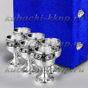 Набор из шести серебряных рюмок - боченков - р00035-6