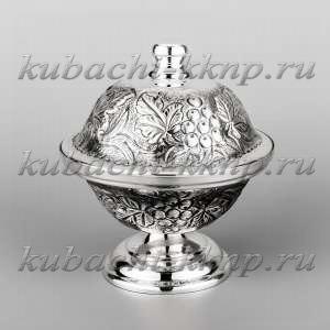 Серебряная икорница «Виноград» - ик017