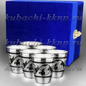 Набор из шести(6) больших серебряных стопок  - стп003-6
