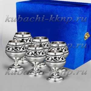 Набор серебряных бокалов для коньяка или виски - бк0009-6