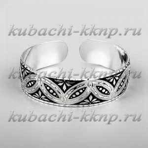 Кубачинский браслет из серебра с капельками черни - БР218 Кубачинский браслет из серебра с капельками черни - БР218