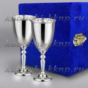 Набор из двух глянцевых серебряных рюмок - р045-2