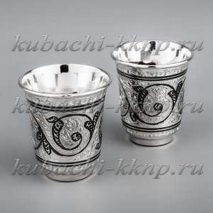 Набор серебряных стопок с чернением  в подарок на свадьбу - стп062-2