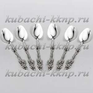 Набор серебряных чайных ложек «Виноградная лоза» - л0007-6