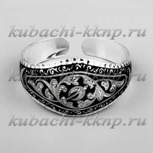 Разноширокий серебряный браслет Кубачи - БР219