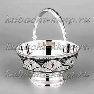 серебряная конфетница - корзинка - кф148
