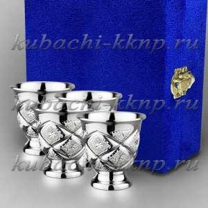 Набор из четырех серебряных стопок с лазерной гравировкой - стп039-4