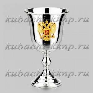 Большая рюмка из чистого серебра с гербом России 