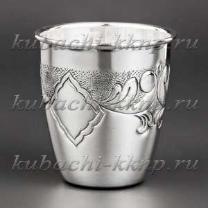 Стопка из серебра с узором без чернения, 60 мл - стп032