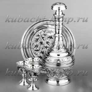 Набор для крепких напитков на подносе из серебра 