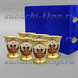 Набор стопок с гербом, эмалью и позолотой - стп048-6