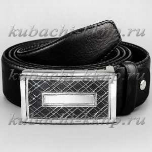 Мужской ремень с серебряной пряжкой 