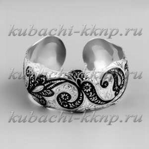 Гармоничный серебряный браслет Кубачи на женскую руку - БР57 Гармоничный серебряный браслет Кубачи на женскую руку - БР57