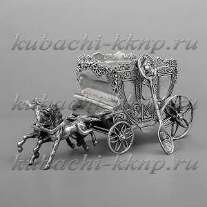 Серебряная солонка/перечница с  ложкой «Карета» - с036 Серебряная солонка/перечница с  ложкой «Карета» - с036