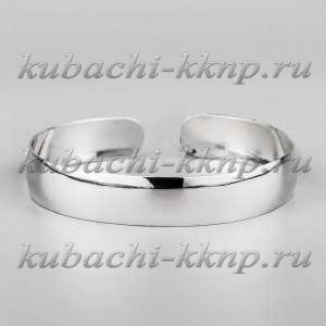Узкий гладкий серебряный браслет Кубачи - бр223