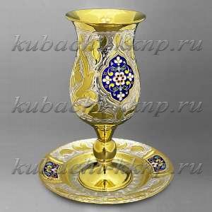 Серебряный набор для кидуша с позолотой - бк-кид02