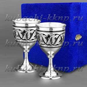 Набор из двух небольших серебряных бокалов для вина - бк023-2