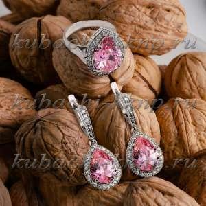 Висячие серьги с розовым камнем - Ag-вс76р Висячие серьги с розовым камнем - Ag-вс76р