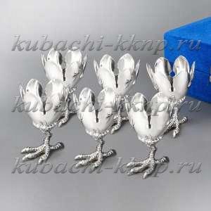 Набор из шести серебряных подставок по яйцо - пш02-6