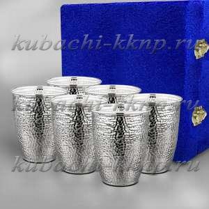 Набор из шести оригинальных серебряных стаканов  Набор из шести оригинальных серебряных стаканов